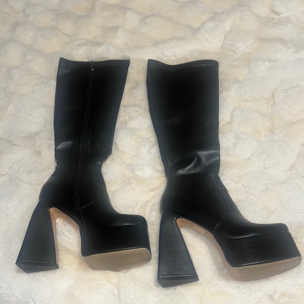 Black Platform Knee-High Boots